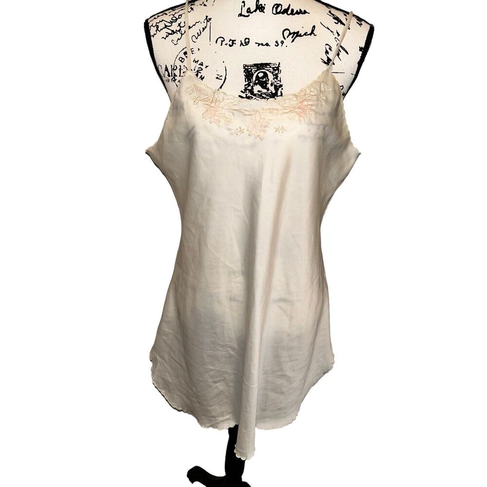 DEENA Vintage‎ Nightgown Womens Medium Babydoll Lace Straps USA Made Ivory Lace